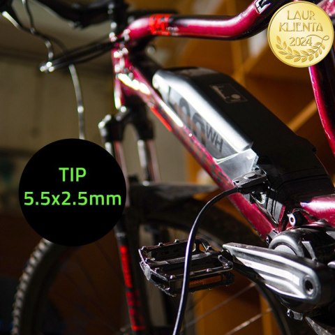 Qoltec Ładowarka do roweru, skutera elektrycznego 36V | 42V | 2A | 5.5*2.5 | +kabel zasilający