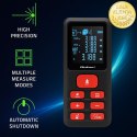 Qoltec Precyzyjny cyfrowy dalmierz laserowy z elektroniczną poziomicą | podświetlany LCD | 50m