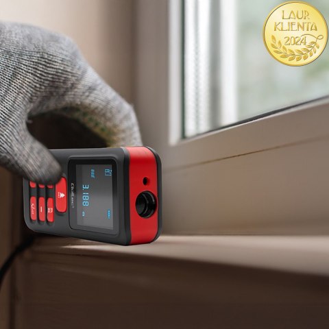 Qoltec Precyzyjny cyfrowy dalmierz laserowy z elektroniczną poziomicą | podświetlany LCD | 50m