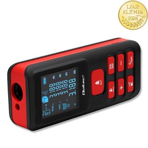 Qoltec Precyzyjny cyfrowy dalmierz laserowy z elektroniczną poziomicą | podświetlany LCD | 50m