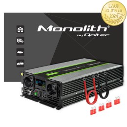 Qoltec Przetwornica napięcia Monolith | 3000W | 6000W | 24V na 230V | Czysty Sinus | LCD