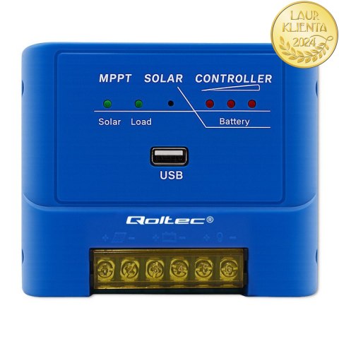 Qoltec Solarny regulator ładowania MPPT 15A do zasilania odbiorników DC i ładowania akumulatorów 12V / 24V | AGM | GEL