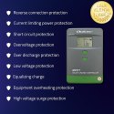 Qoltec Solarny regulator ładowania MPPT z czujnikiem temperatury 50A |12V / 24V | LCD | Bluetooth | APP | GEL | LiFePO4