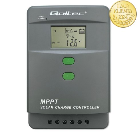 Qoltec Solarny regulator ładowania MPPT z czujnikiem temperatury 50A |12V / 24V | LCD | Bluetooth | APP | GEL | LiFePO4