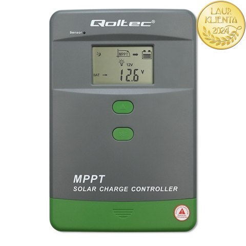 Qoltec Solarny regulator ładowania MPPT z czujnikiem temperatury 60A |12V / 24V | LCD | Bluetooth | APP | GEL | LiFePO4