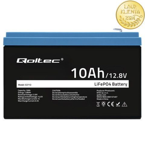 Qoltec Akumulator LiFePO4 Litowo-Żelazowo-Fosforanowy | 12.8V | 10Ah | 128Wh | BMS