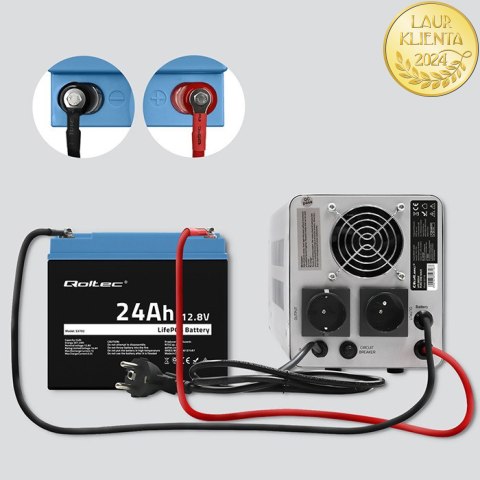 Qoltec Akumulator LiFePO4 Litowo-Żelazowo-Fosforanowy | 12.8V | 24Ah | 307.2Wh | BMS