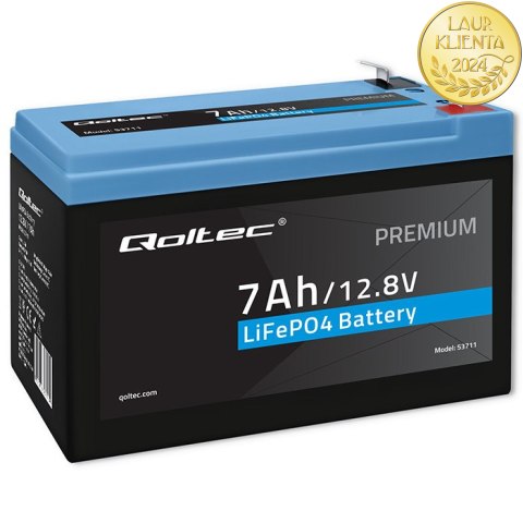 Qoltec Akumulator LiFePO4 Litowo-Żelazowo-Fosforanowy | 12.8V | 7Ah | 89.6Wh | BMS