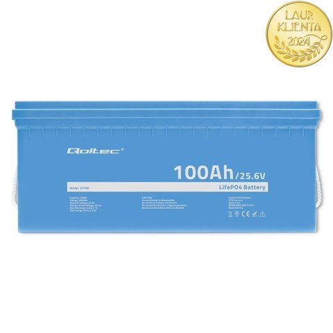 Qoltec Akumulator LiFePO4 Litowo-Żelazowo-Fosforanowy | 25.6V | 100Ah | 2560Wh | BMS