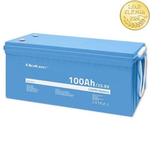 Qoltec Akumulator LiFePO4 Litowo-Żelazowo-Fosforanowy | 25.6V | 100Ah | 2560Wh | BMS
