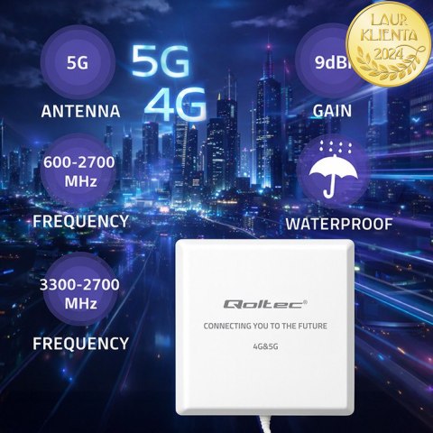 Qoltec Antena 4G 5G LTE | 9dBi | kierunkowa | zewnętrzna | SMA | wodoodporna | 3m
