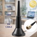 Qoltec Antena 4G LTE z podstawą magnetyczną | 5dBi | wewnętrzna | dookólna | 600-2700 MHz | SMA | 3m