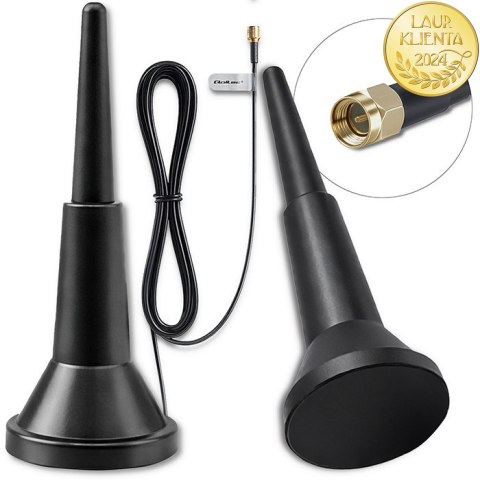 Qoltec Antena 4G LTE z podstawą magnetyczną | 5dBi | wewnętrzna | dookólna | 600-2700 MHz | SMA | 3m