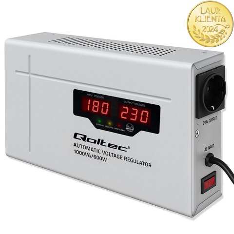 Qoltec Automatyczny Stabilizator napięcia AVR 1000VA | Compact | Toroidalny transformator