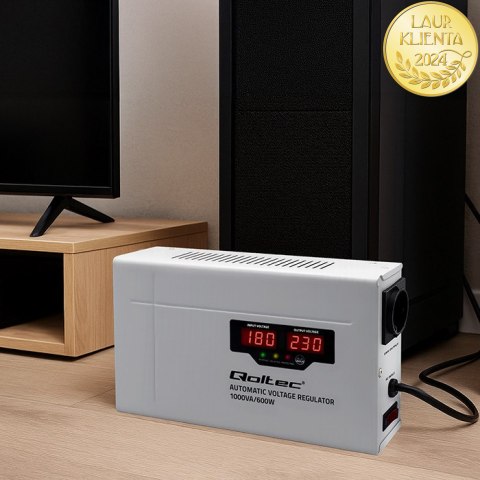 Qoltec Automatyczny Stabilizator napięcia AVR 1000VA | Compact | Toroidalny transformator