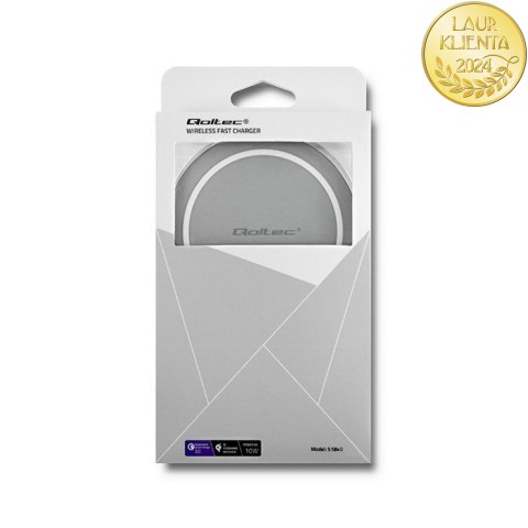 Qoltec Bezprzewodowa ładowarka indukcyjna RING | Qualcomm QuickCharge 3.0 10W | Szary
