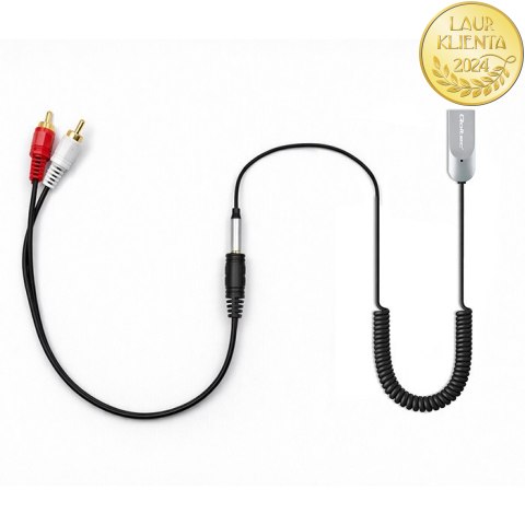 Qoltec Bezprzewodowy adapter odbiornik dźwięku Audio HiFi Home&Car| Bluetooth 6.0 | 2 x RCA | 1 x AUX MiniJack 3.5mm| USB | Mikr