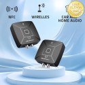 Qoltec Bezprzewodowy transmiter odbiornik Audio HiFi Home&Car| Bluetooth 6.0 | NFC | 2 x RCA | 1 x AUX MiniJack 3.5mm| Mikrofon