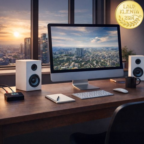 Qoltec Bezprzewodowy transmiter odbiornik Audio HiFi Home&Car| Bluetooth 6.0 | NFC | 2 x RCA | 1 x AUX MiniJack 3.5mm| Mikrofon