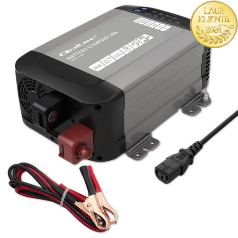 Qoltec Inteligentna ładowarka Monolith do akumulatorów LiFePO4 AGM GEL SLA | 20A | 12V