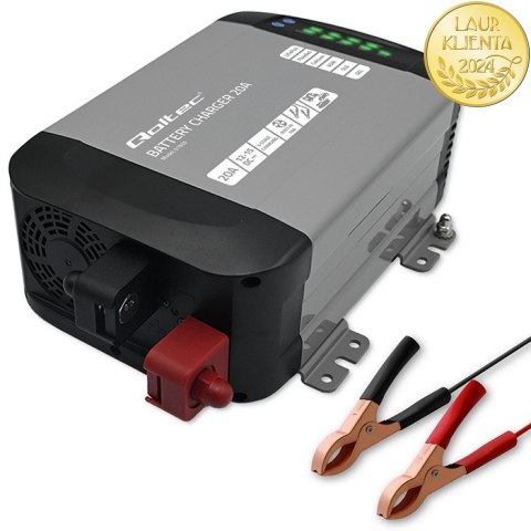 Qoltec Inteligentna ładowarka Monolith do akumulatorów LiFePO4 AGM GEL SLA | 20A | 12V