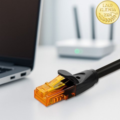 Qoltec Kabel Patchcord UTP | CAT6 | 2 x RJ-45 | High speed 1Gb/s | Pozłacane styki | 10m | czarny