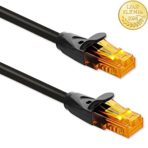 Qoltec Kabel Patchcord UTP | CAT6 | 2 x RJ-45 | High speed 1Gb/s | Pozłacane styki | 15m | czarny