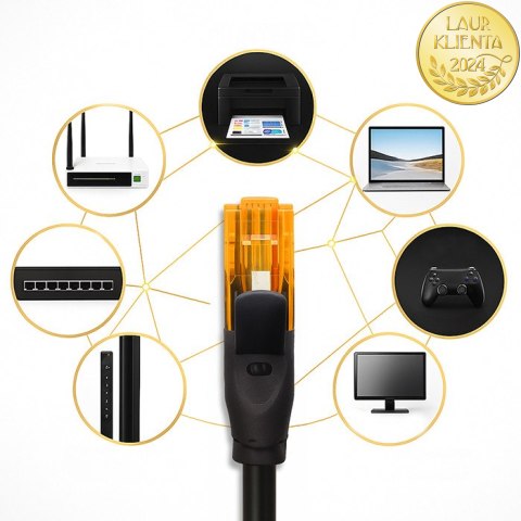 Qoltec Kabel Patchcord UTP | CAT6 | 2 x RJ-45 | High speed 1Gb/s | Pozłacane styki | 25m | czarny