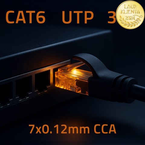 Qoltec Kabel Patchcord UTP | CAT6 | 2 x RJ-45 | High speed 1Gb/s | Pozłacane styki | 30m | czarny