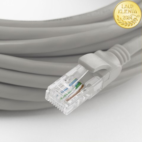 Qoltec Kabel Patchcord sieciowy skrętka UTP| Miedziany Cu |CAT6 | High speed 1Gb/s | LAN | 100m | szary