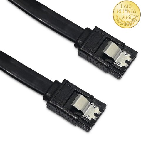 Qoltec Kabel SATA III męski / SATA III męski | 0.5m | czarny