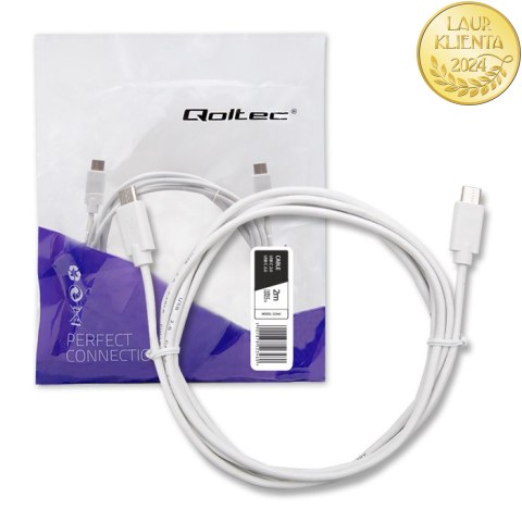 Qoltec Kabel USB 2.0 typ C męski | USB 2.0 typ C męski | 2m | Biały