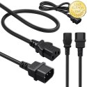 Qoltec Kabel przedłużający zasilający IEC C13/C14 | 3x1.0mm² | 1.8m