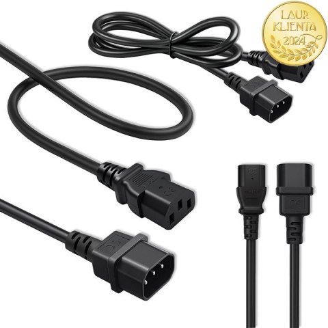 Qoltec Kabel przedłużający zasilający IEC C13/C14 | 3x1.5mm² | 1.8m