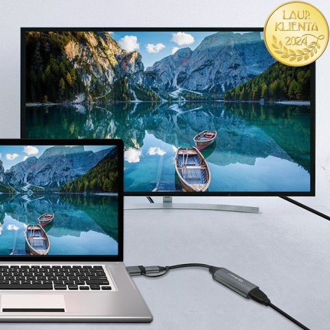 Qoltec Karta przechwytywania obrazu | Adapter USB-C USB-A | HDMI | 4K 30Hz | Aluminium