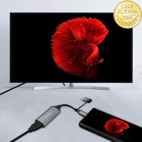 Qoltec Karta przechwytywania obrazu | Adapter USB-C USB-A | HDMI | 4K 30Hz | Aluminium