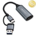 Qoltec Karta przechwytywania obrazu | Adapter USB-C USB-A | HDMI | 4K 30Hz | Aluminium