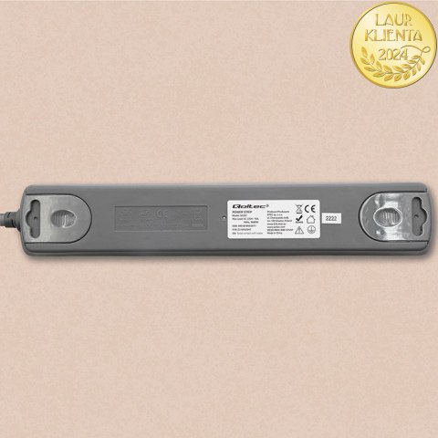 Qoltec Listwa zasilająca | 6 gniazd | 1.8m | Biało-szara