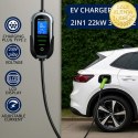 Qoltec Mobilna ładowarka do samochodu elektrycznego EV z regulacją 2w1 Typ2 | 22kW | 400V | CEE 32A | Wi-fi | TUYA | SMART LIFE 