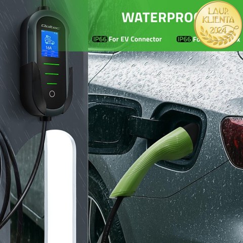 Qoltec Mobilna ładowarka do samochodu elektrycznego EV z regulacją 2w1 Typ2 | 22kW | 400V | CEE 32A | Wi-fi | TUYA | SMART LIFE 