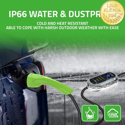 Qoltec Mobilna ładowarka do samochodu elektrycznego EV z regulacją 2w1 Typ2 | 22kW | 400V | CEE 32A | Wi-fi | TUYA | SMART LIFE 