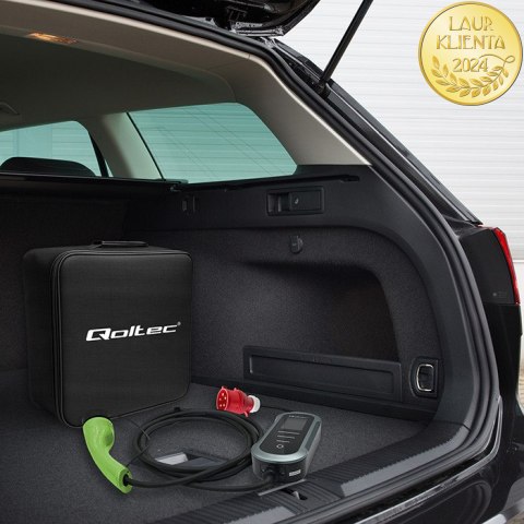 Qoltec Mobilna ładowarka do samochodu elektrycznego EV z regulacją 2w1 Typ2 | 22kW | 400V | CEE 32A | Wi-fi | TUYA | SMART LIFE 