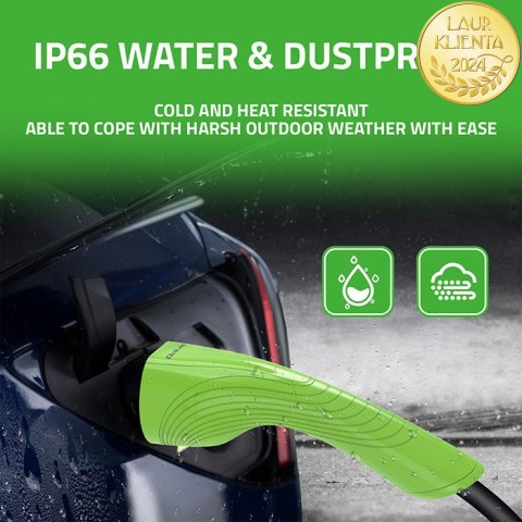 Qoltec Mobilna ładowarka do samochodu elektrycznego EV z regulacją 2w1 Typ2 | 3.5kW | 230V | SCHUKO 16A | LED | 5m