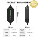 Qoltec Mobilna ładowarka do samochodu elektrycznego EV z regulacją 2w1 Typ2 | 3.5kW | 230V | SCHUKO 16A | LED | 5m