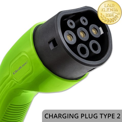 Qoltec Mobilna ładowarka do samochodu elektrycznego EV z regulacją 2w1 Typ2 | 3.5kW | 230V | SCHUKO 16A | LCD | Przenośna | 4m