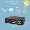 Qoltec Przełącznik sieciowy SWITCH FAST Ethernet PoE | 4x RJ45 | 2x RJ45 Uplink | 65W | 10/100Mb/s