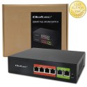 Qoltec Przełącznik sieciowy SWITCH FAST Ethernet PoE | 4x RJ45 | 2x RJ45 Uplink | 65W | 10/100Mb/s