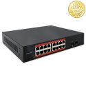 Qoltec Przełącznik sieciowy SWITCH Gigabit Ethernet PoE | 16x RJ45 | 2x SFP | 1000 Mb/s