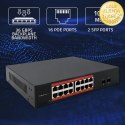 Qoltec Przełącznik sieciowy SWITCH Gigabit Ethernet PoE | 16x RJ45 | 2x SFP | 1000 Mb/s