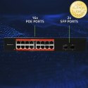 Qoltec Przełącznik sieciowy SWITCH Gigabit Ethernet PoE | 16x RJ45 | 2x SFP | 1000 Mb/s